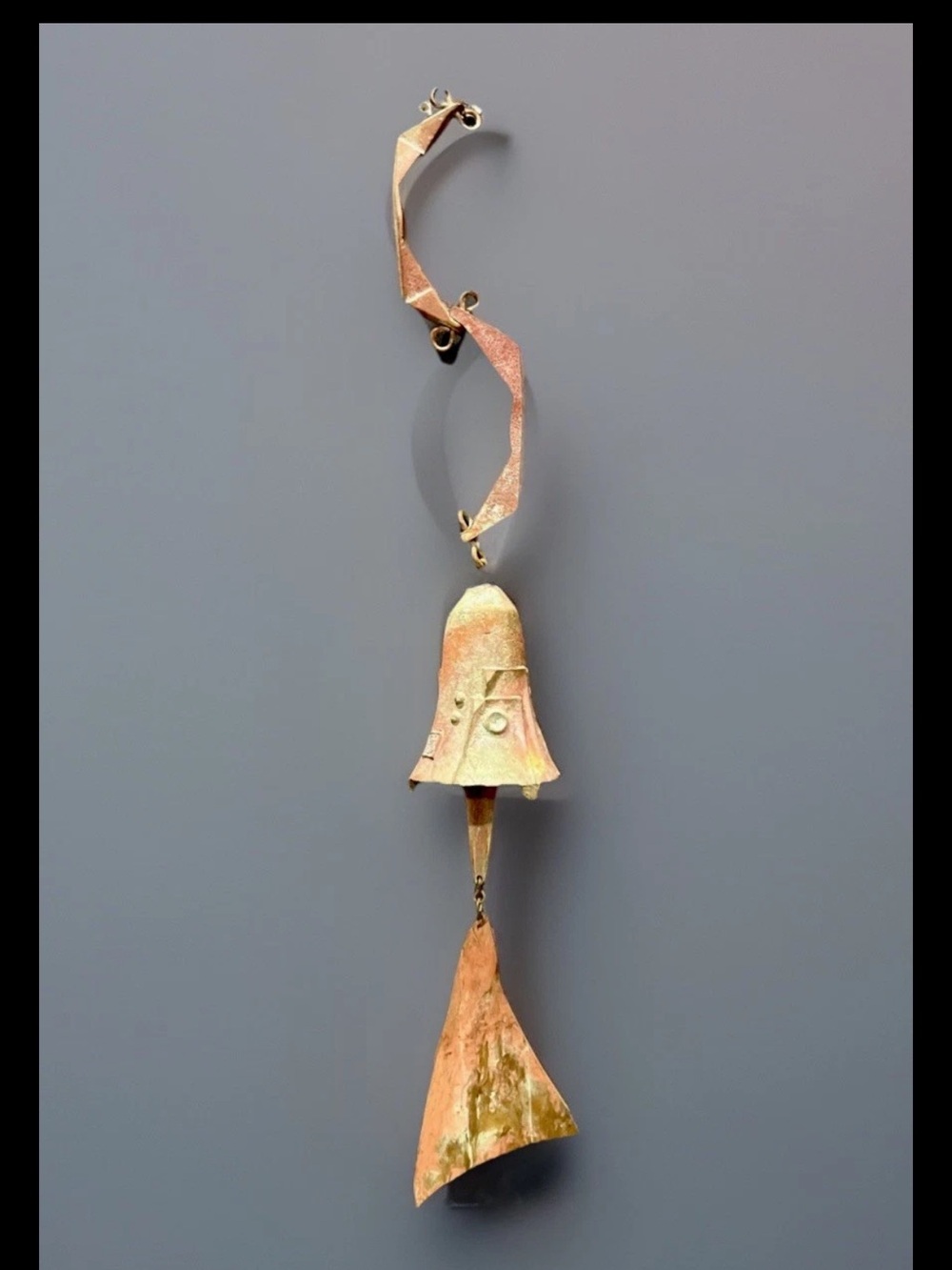 Vintage Paolo Copper Bell Wind Chime - Patina Orange-Brown
